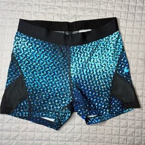 Nike Women's Black and Blue Athletic Shorts